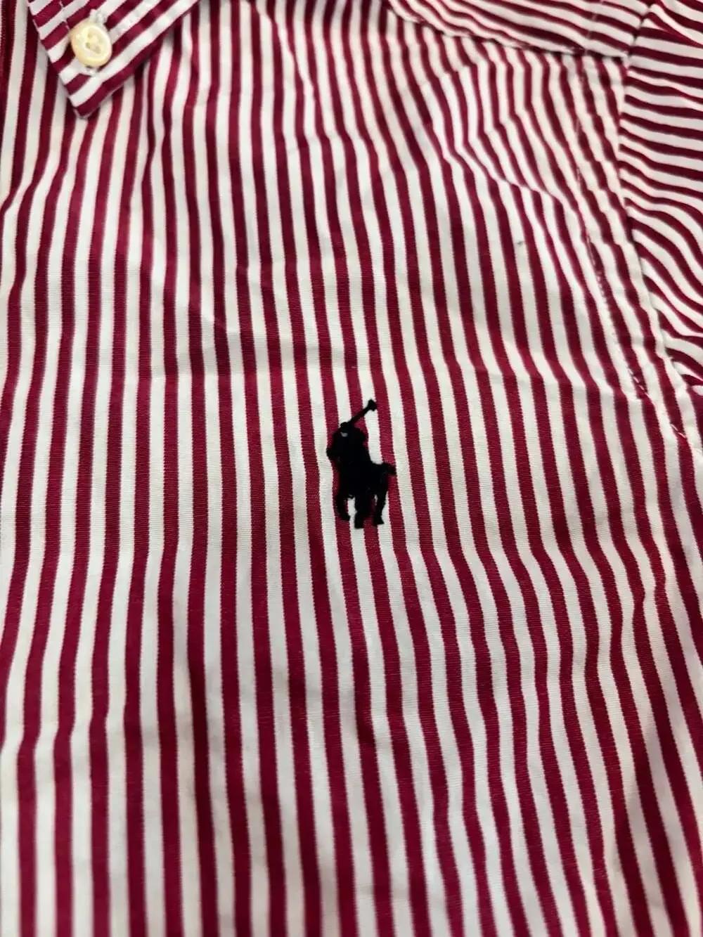 Ralph Lauren Boys Striped Button Shirt S(8) Red